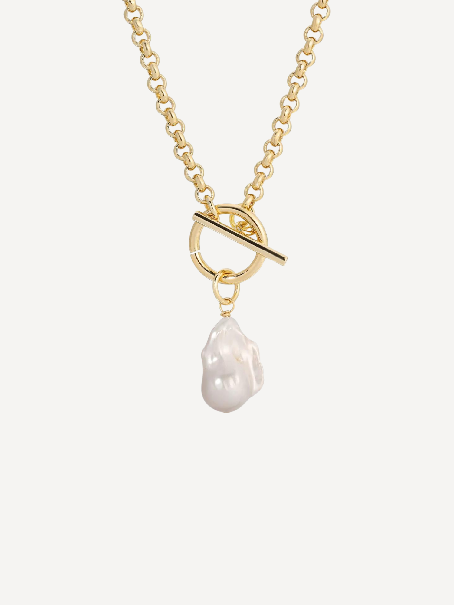20" Micro Royal Toggle & XL Baroque Pearl Pendant Necklace