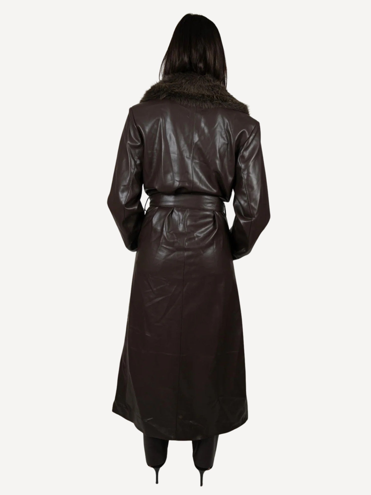 Fur Collar Trenchcoat Leather