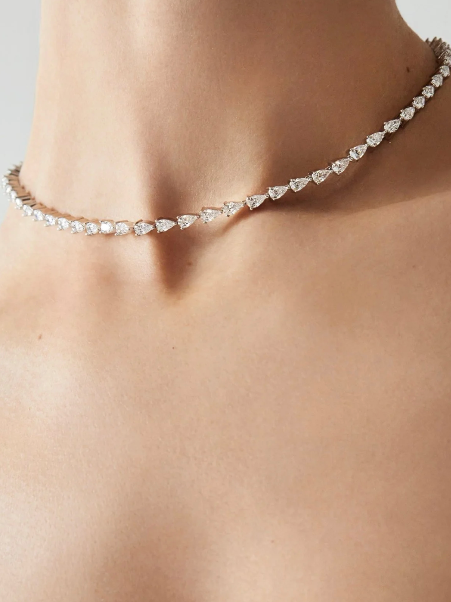 Tear Drop Tennis Necklace