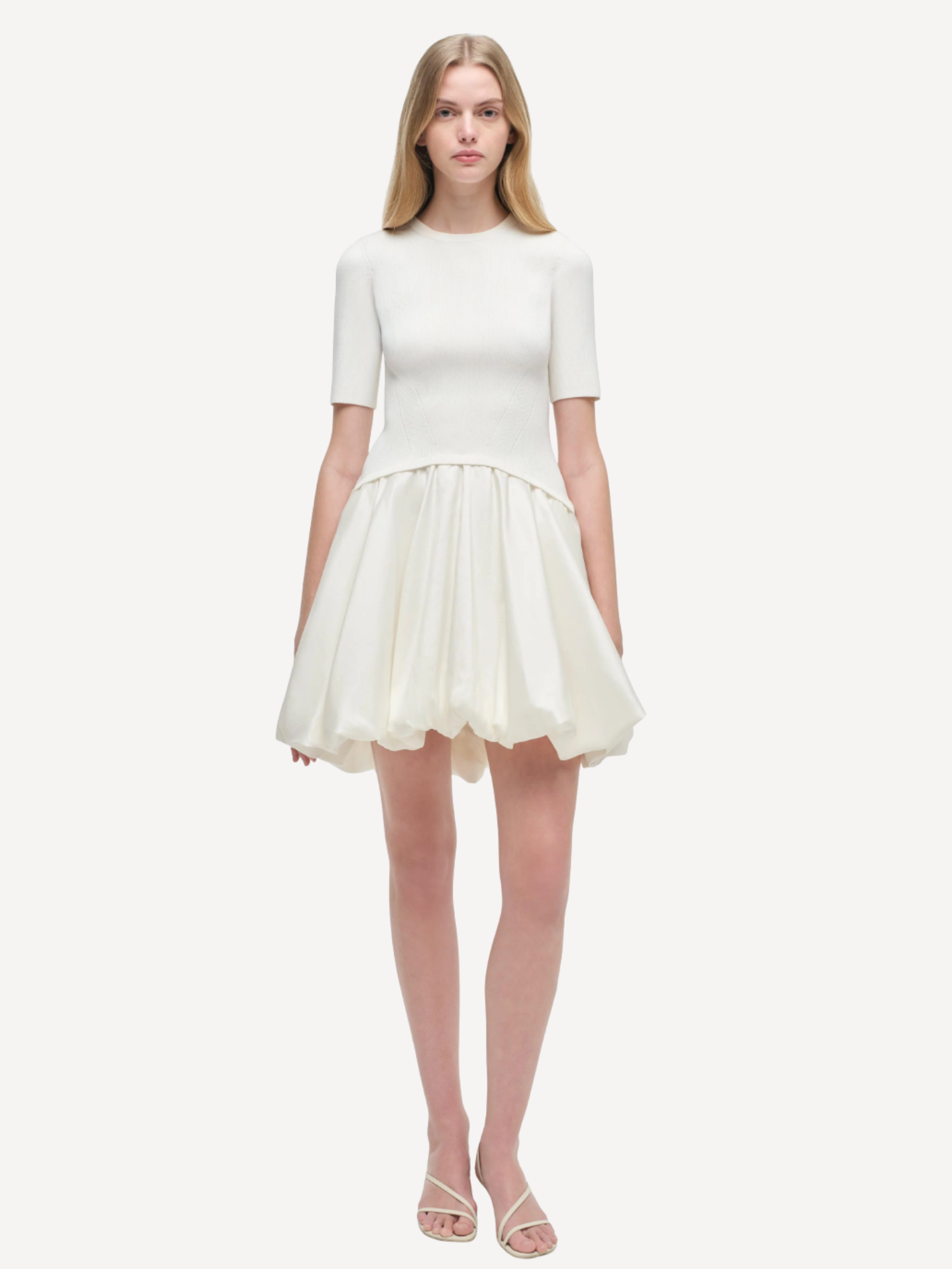 Kenz Short Sleeve Knit Ruffle Mini Dress