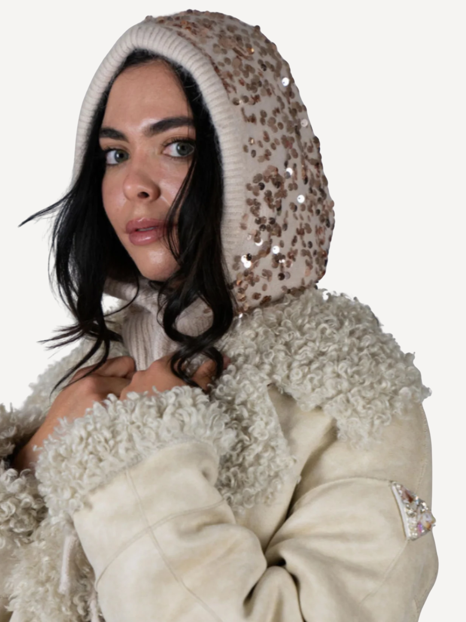 Sequin Knit Hood