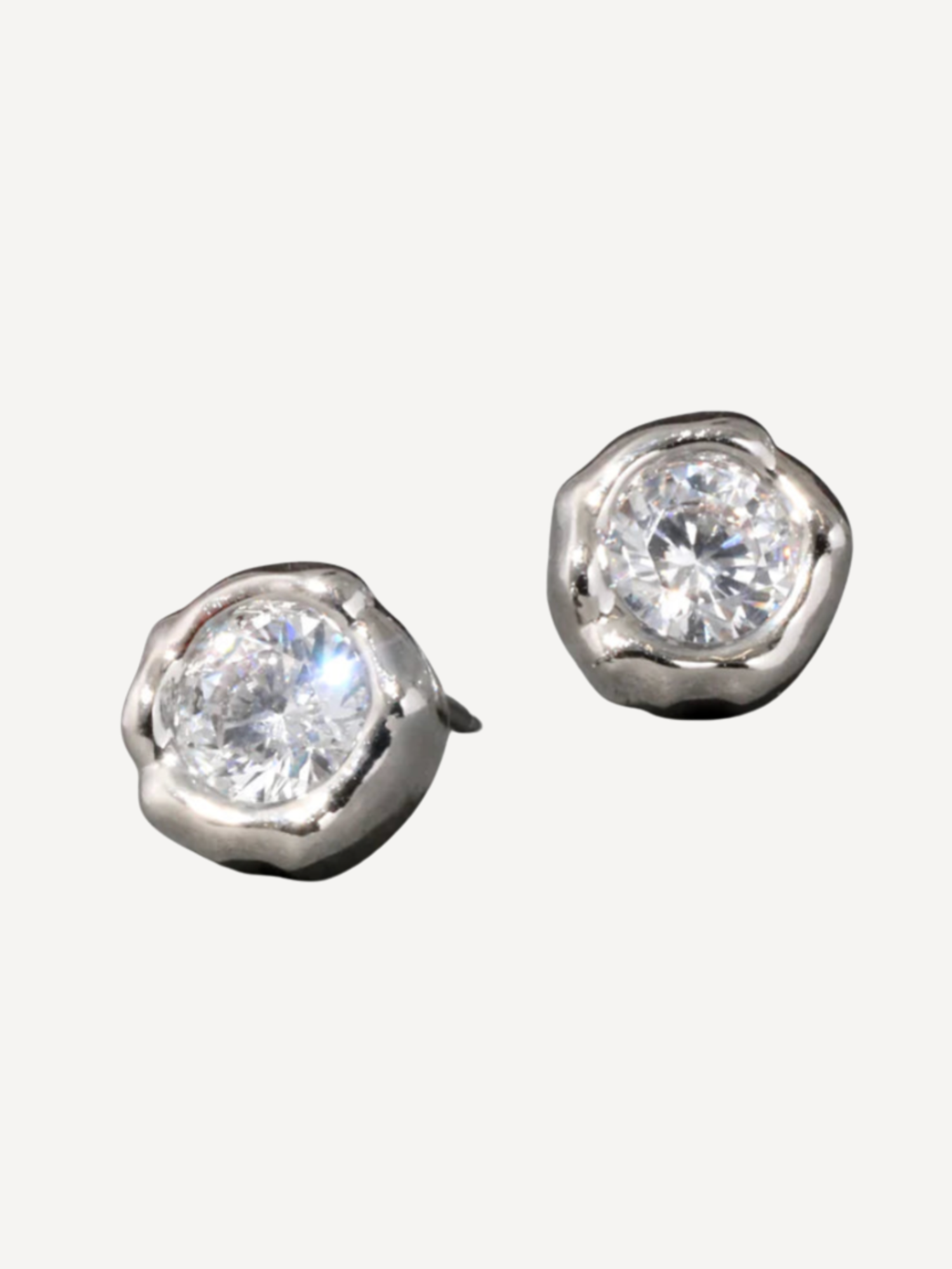 Asterales Gold Molten CZ Stud Earring