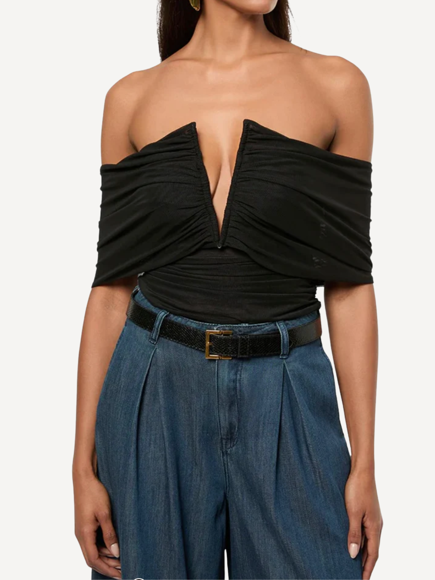 Ruched Off Shoulder Bodysuit