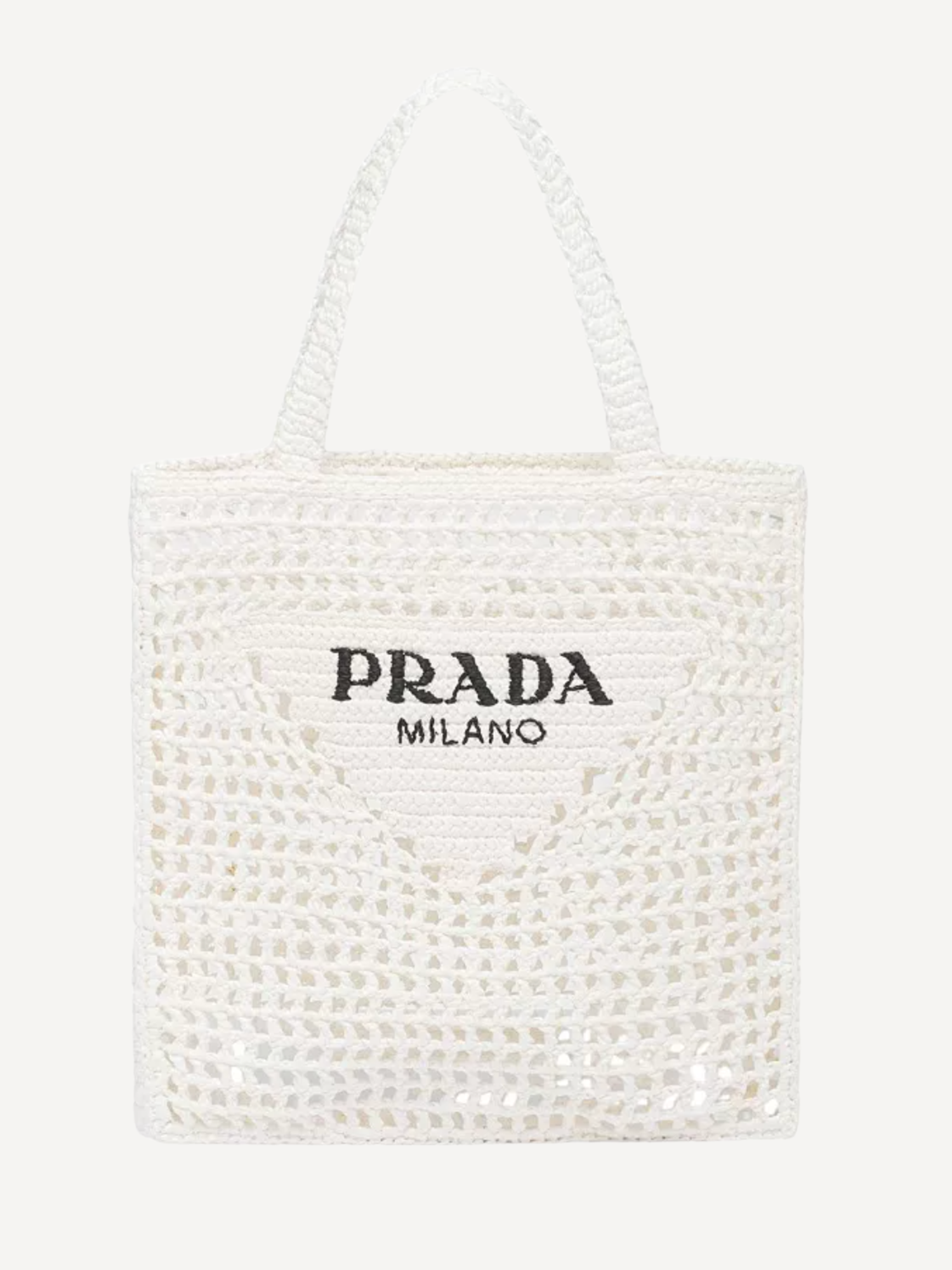 Prada White Crochet Tote Bag