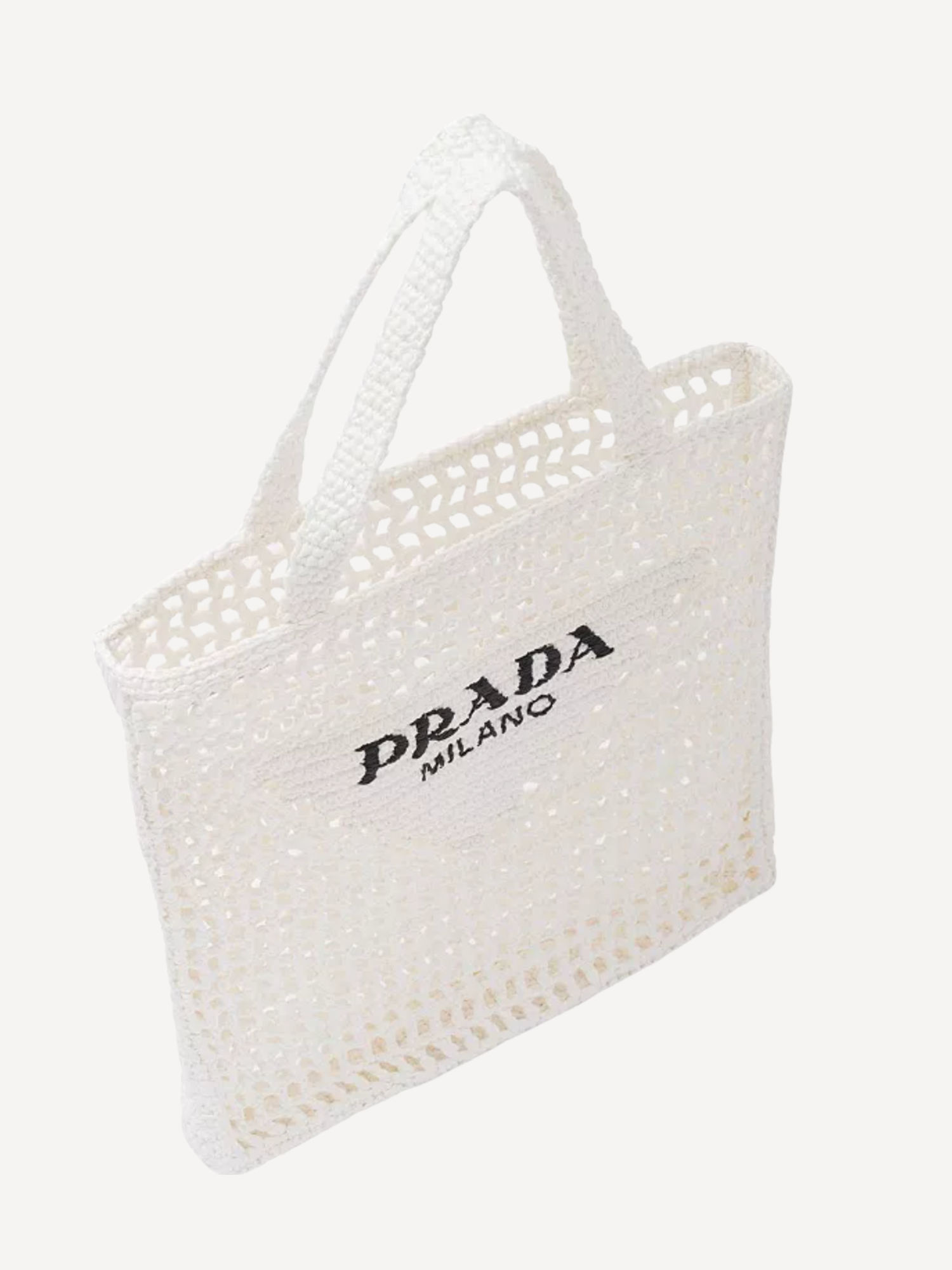 Prada White Crochet Tote Bag