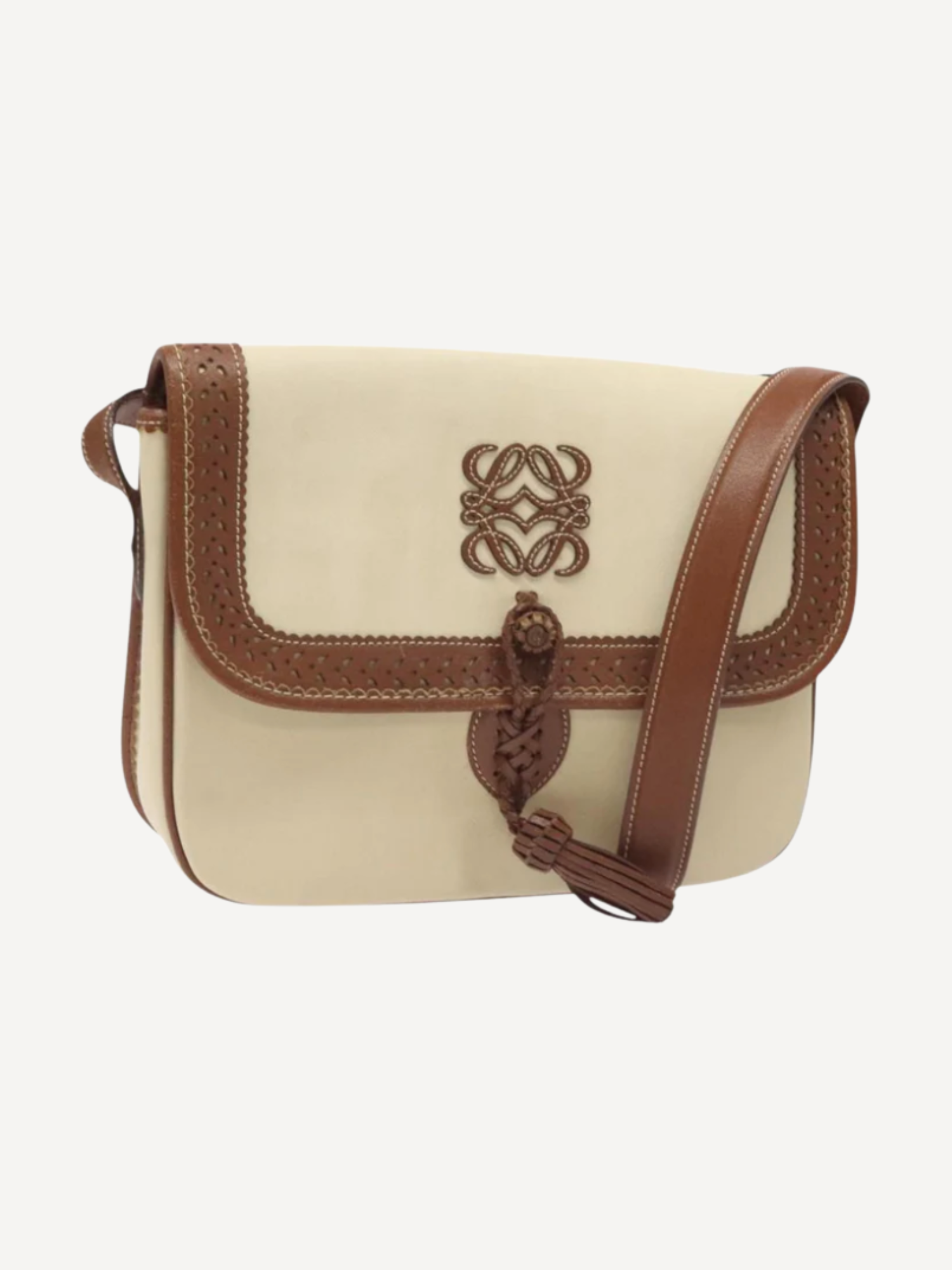 Loewe Cream and Brown Crossbody