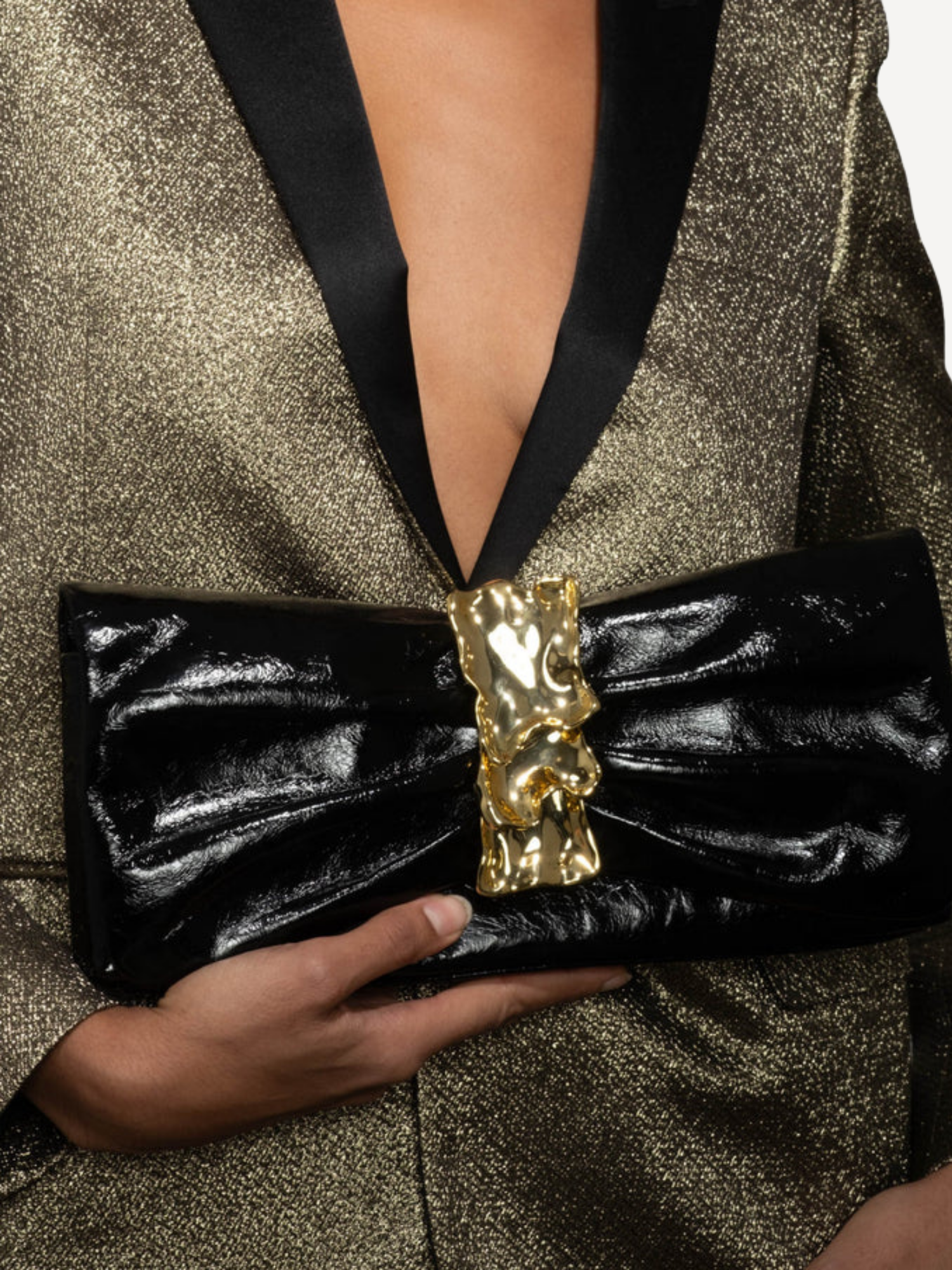 Gold Ribbon Convertible Shoulder Bag