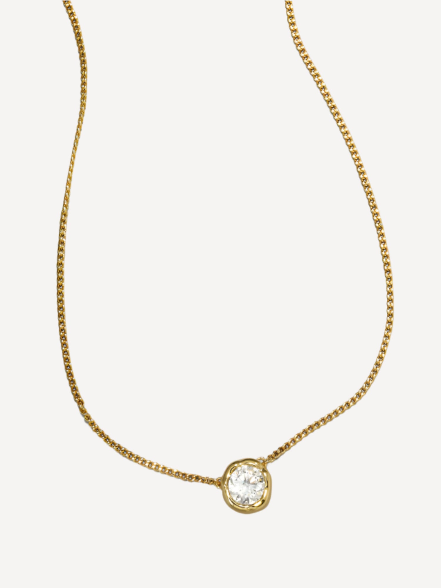 Asterales Gold Molten CZ Solitaire Necklace