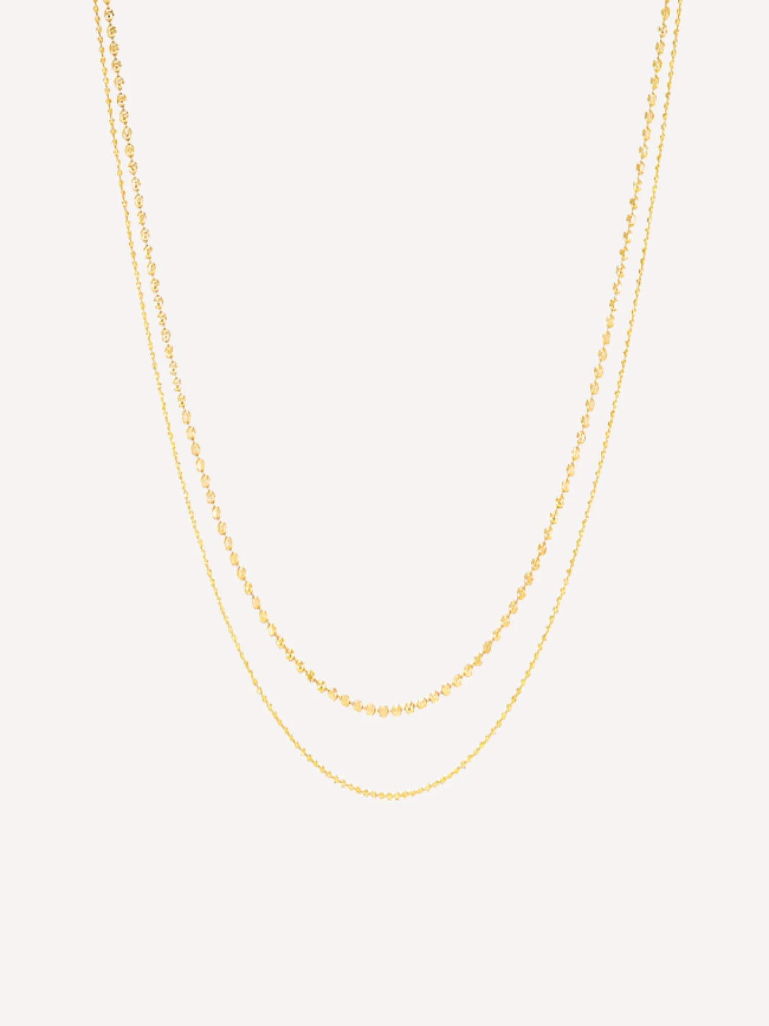 Double Diamond Bead Necklace 14K