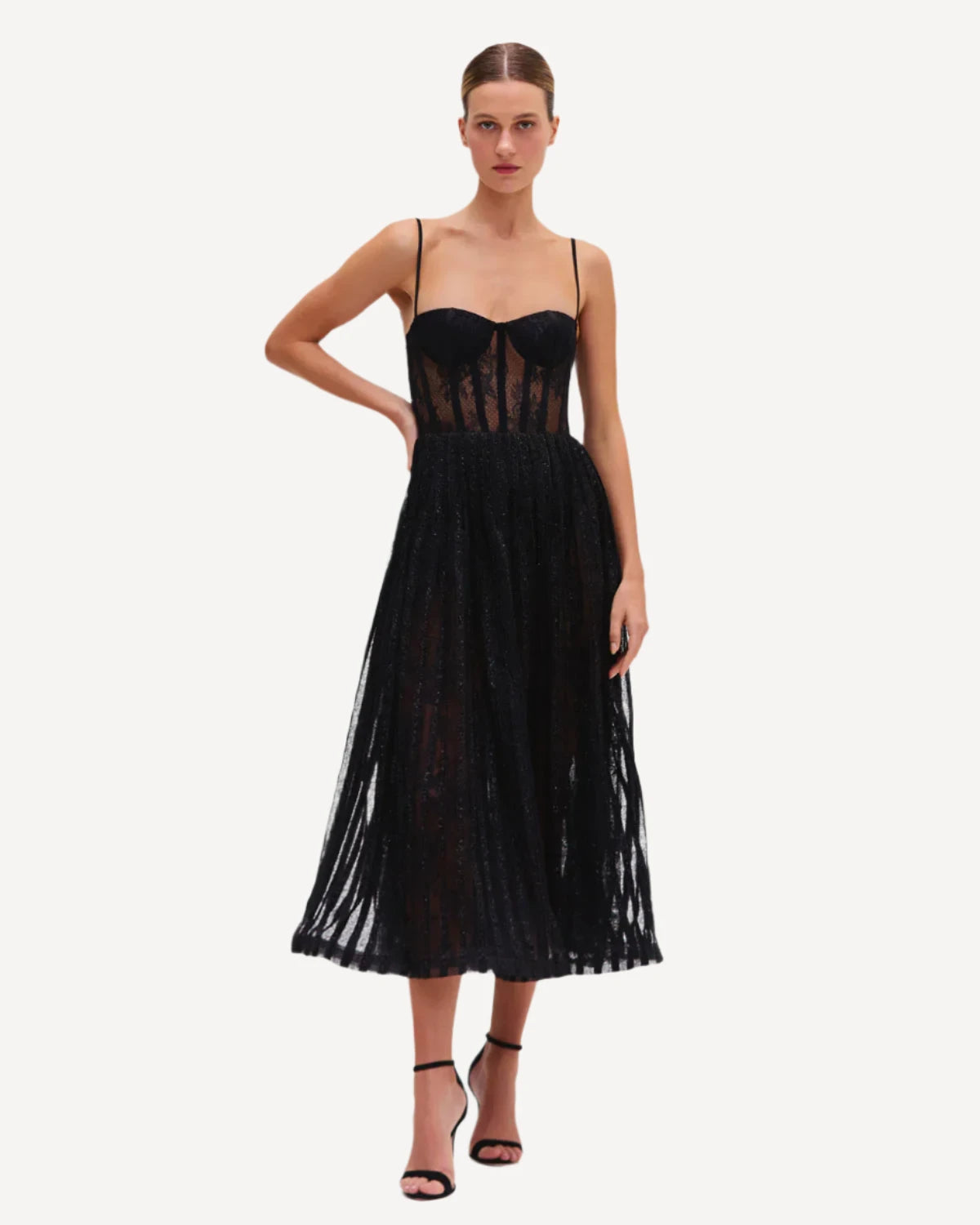 Lurex Tulle Bustier Midi Dress