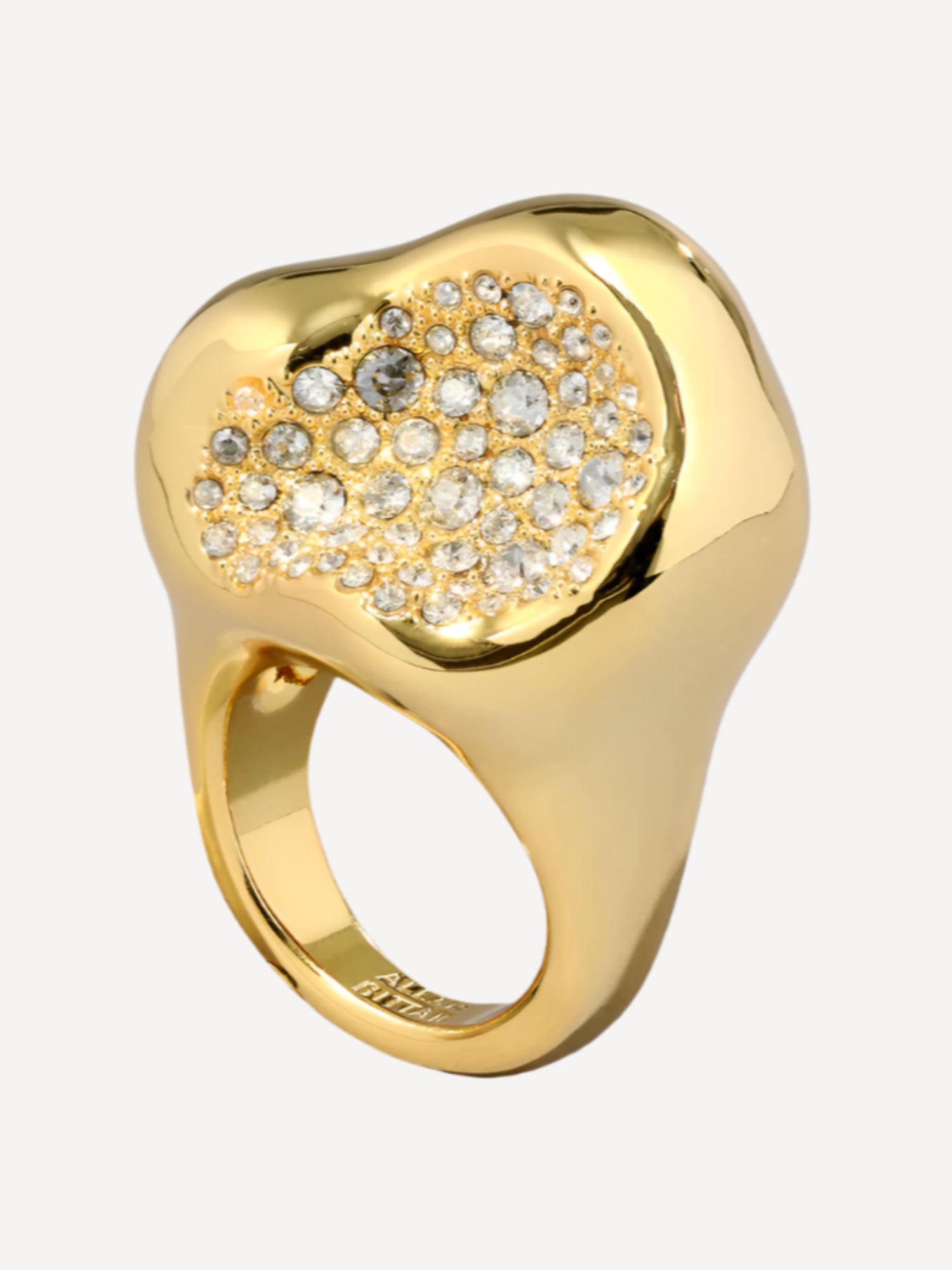 Solanales Gold Crystal Pebble Ring