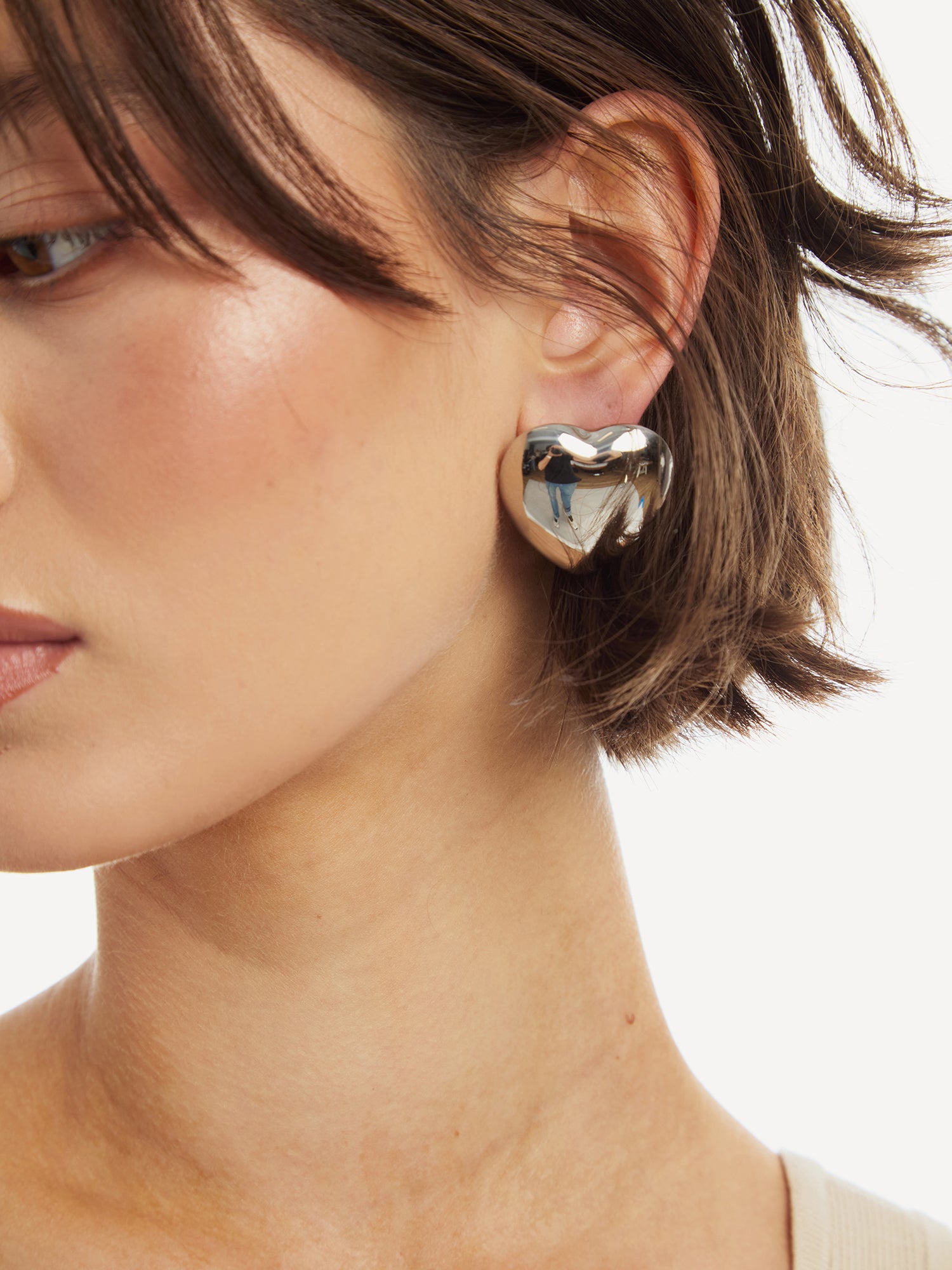 Puff Heart Stud Earrings