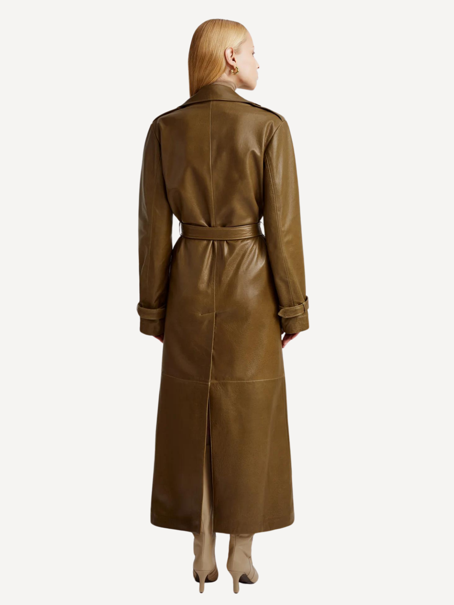Haya Double Breasted Leather Trench Coat